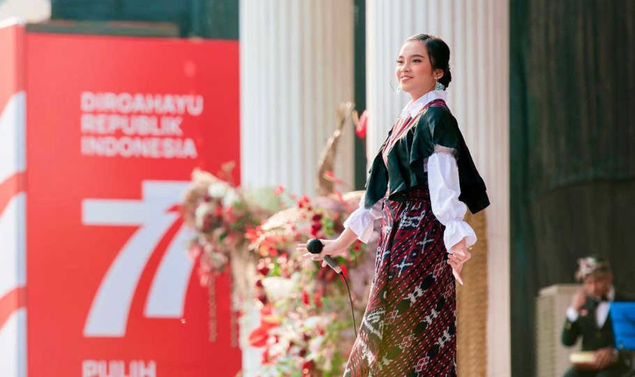 Lyodra performing at the Presidential Palace for the 77th Indonesian Independence Day ceremony. Photo: Instagram