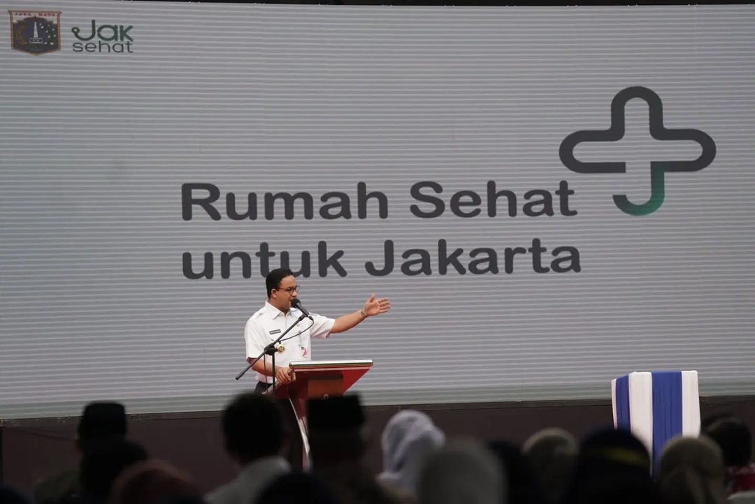 Governor Anies Baswedan announcing the name change for public hospitals in Jakarta on Aug. 3, 2022. Photo: Instagram/@aniesbaswedan
