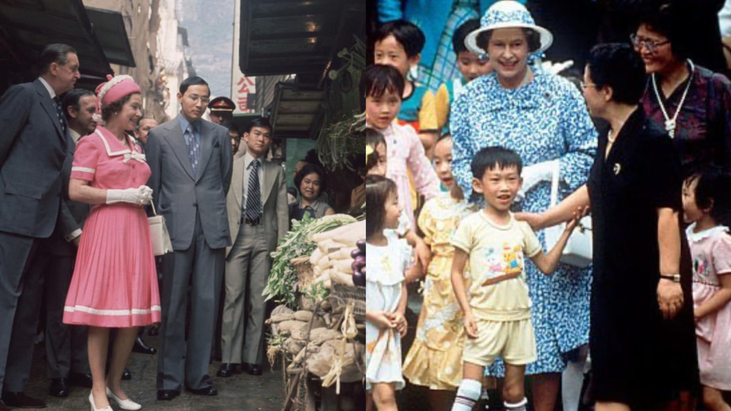 Photos showing Queen Elizabeth II visiting Hong Kong. Photo: Twitter/lobo0126 & DennisL26799545