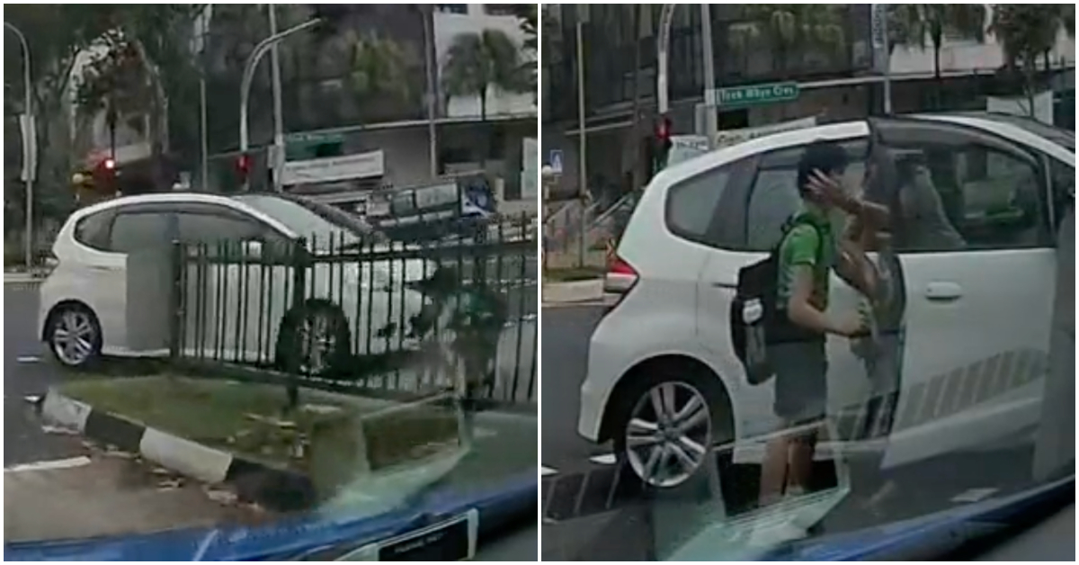 Screengrabs from the dash cam show a boy getting hit by a car in Teck Whye on Tuesday. Photos: Curiouschibai/Reddit

