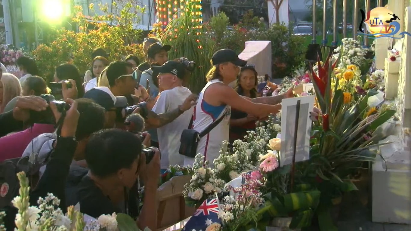 A screenshot from the 20th anniversary of the Bali bombings that took place on Oct. 12, 2022, at the Ground Zero Bali Bombing Memorial in Kuta. Photo credit: Kuta TV Live Stream.