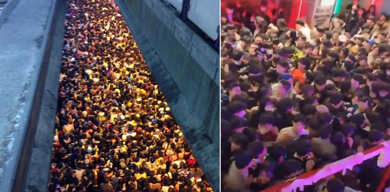 Screengrabs from social media video showing the crowds in Itaewon, South Korea, on October 29. A crowd crush among tightly packed Halloween revelers led to the deaths of 150 people.