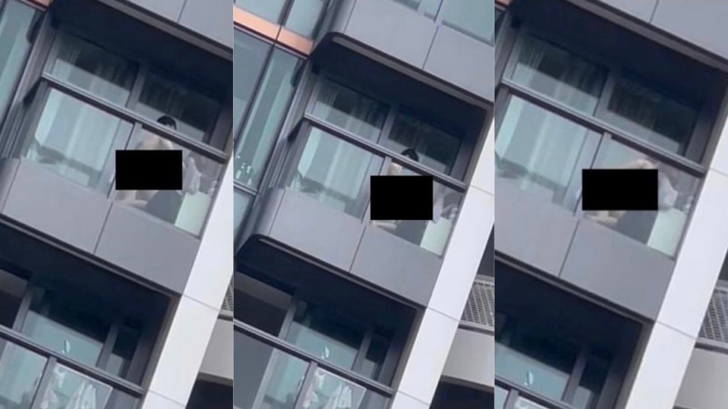Screengrabs of a viral clip of a man and woman having sex on the balcony of an apartment in Kai Tak that went viral in June.