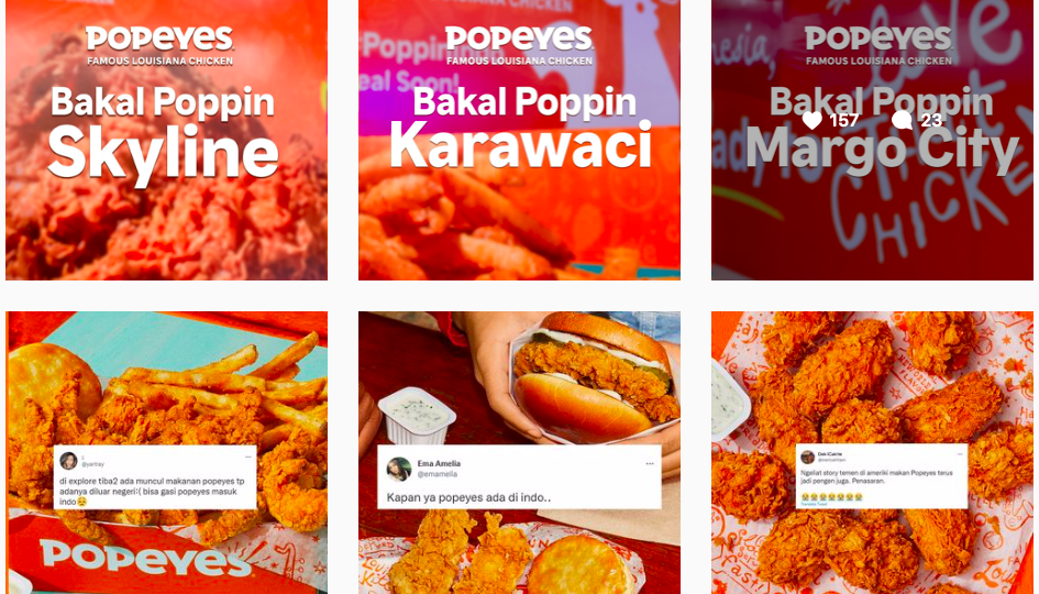 A screenshot of Popeyes Indonesia’s Instagram page. Photo: Instagram/@popeyes_indo
