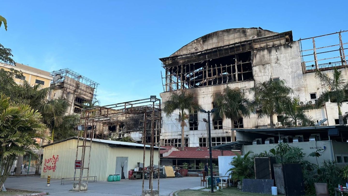 The Grand Diamond hotel-casino in Poipet after fire gutted the building, killing dozens. Photo: Royal Thai Police
