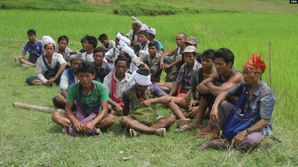Survivors gather near the locations of mass graves in 2017 in Northern Rakhine State. Photo: VOA