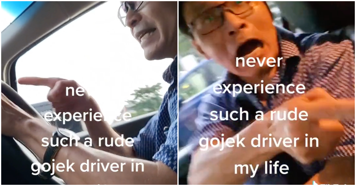 A TikTok showing an enraged Gojek driver on Saturday. Photos: Cseetoh15/TikTok
