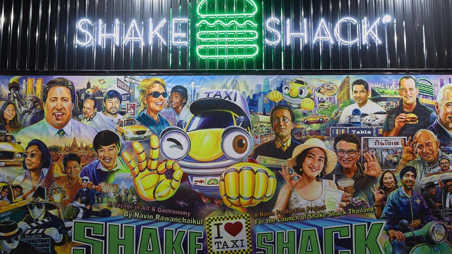 A mural created by Navin Rawanchaiku for Shake Shack’s first Bangkok store. Photo: Shake Shack Thailand