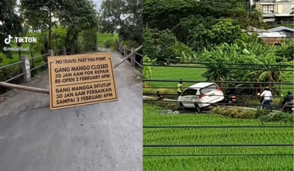 Mango shortcut, popular amongst tourists in Bali, is closed for construction from Jan. 30 to Feb. 2, 2023. Photo: Obtained.