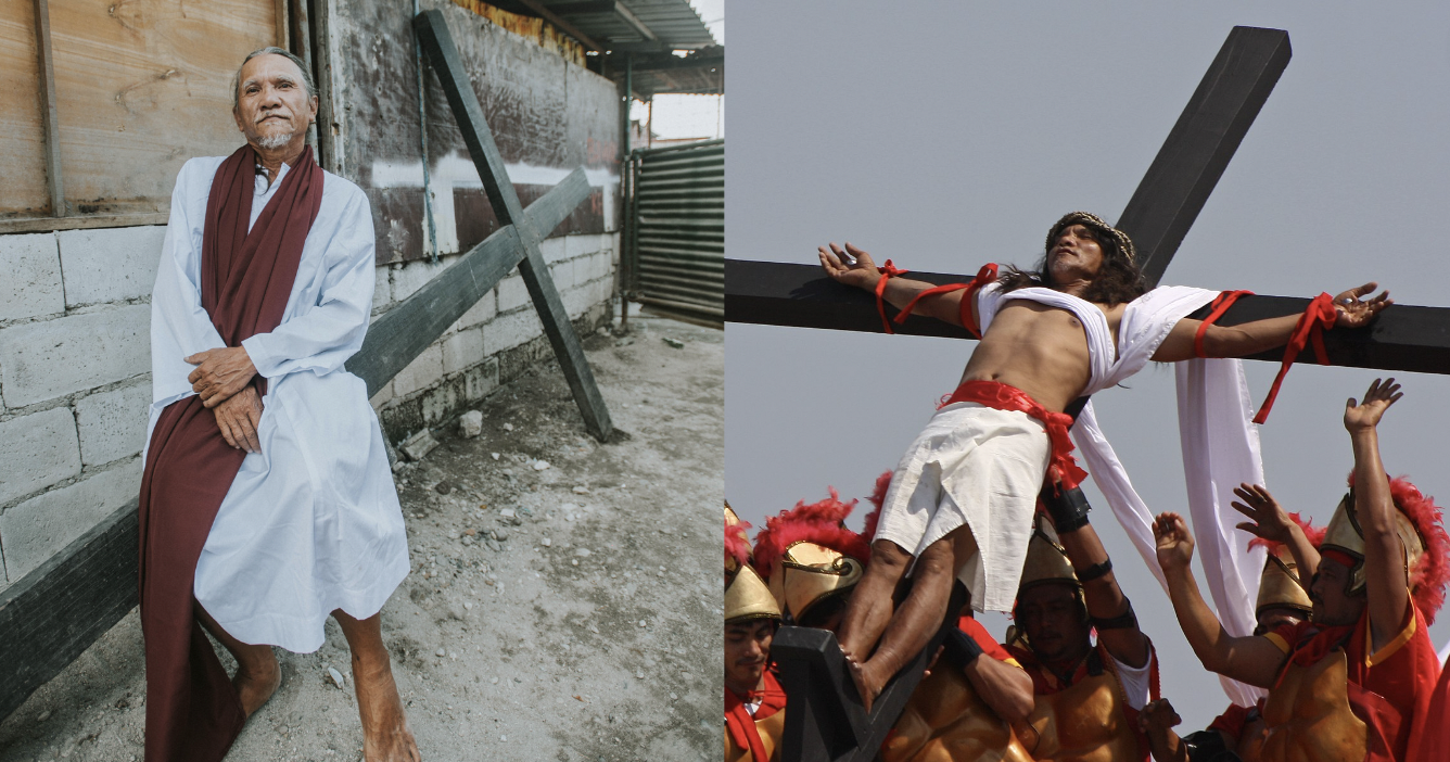 Ruben Enaje, 62, is set to nail himself to the cross after three years when COVID-19 interrupted the annual Holy Week traditions in the Philippines. Photos: Gerald Gloton / istolethetv