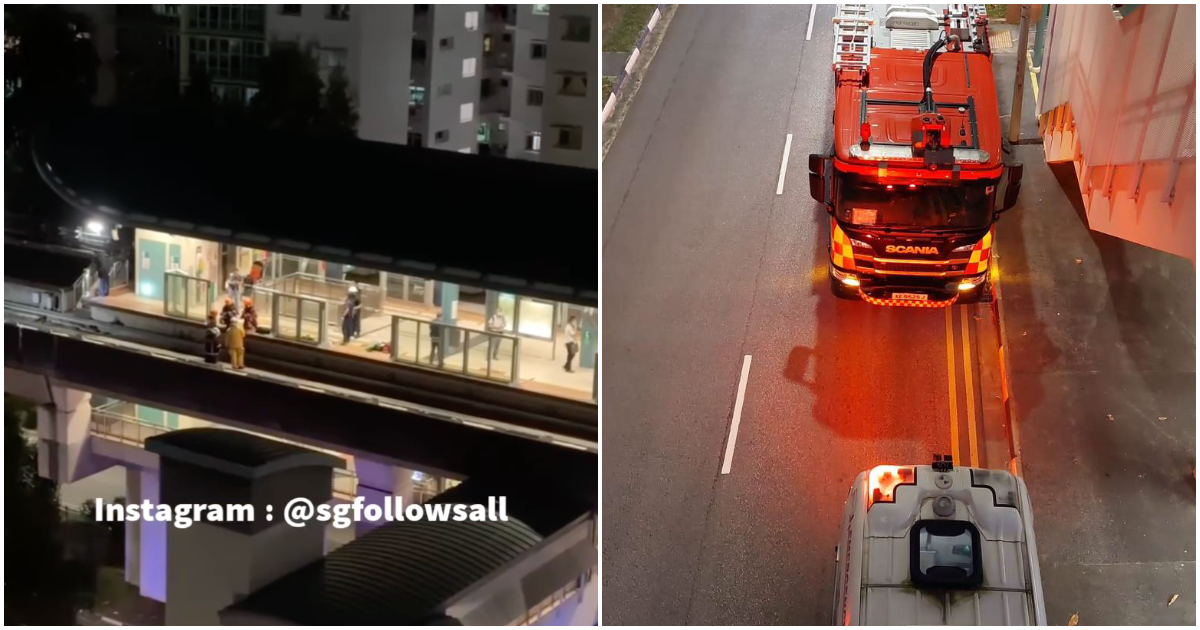 Emergency responders at the incident at Cove station last night. Photos: Sgfollowsall/Instagram, Yeo Wan Ling/Facebook
