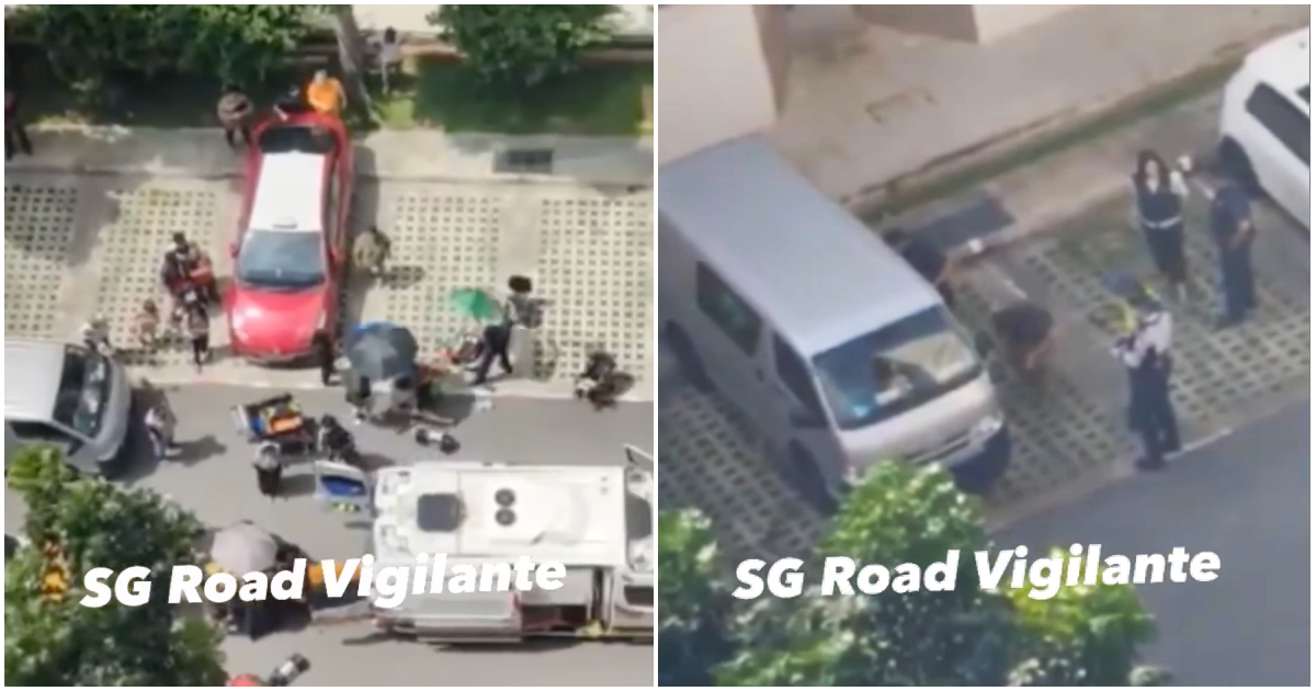 Screengrabs from a video showing the scene where a two-year-old girl died in a Woodlands carpark on Monday. Photos: Sg Road Vigilante/Facebook
