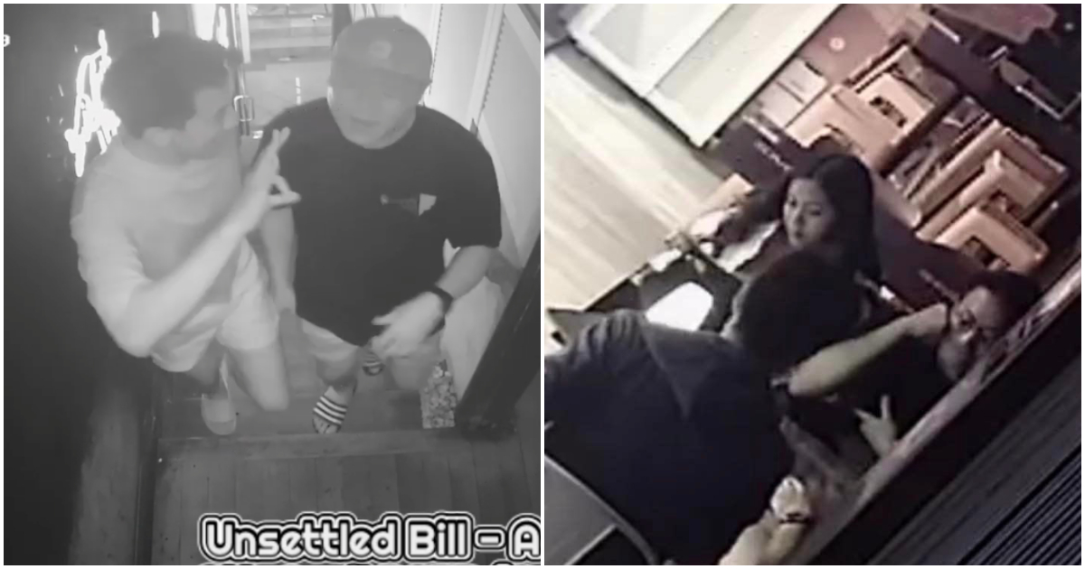 Screenshots from the surveillance footage showing the group of four who left without paying. Photos: SMOObar/Facebook
