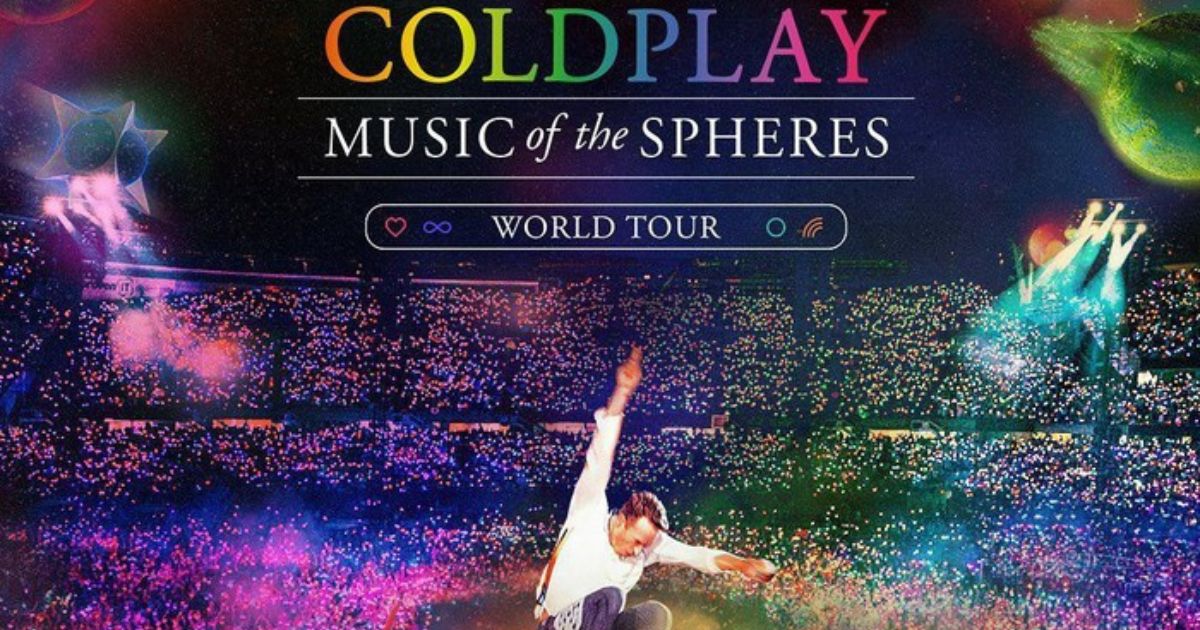 A poster for Coldplay’s Music of the Spheres World Tour. Photo: Instagram/@pkentertainment.id