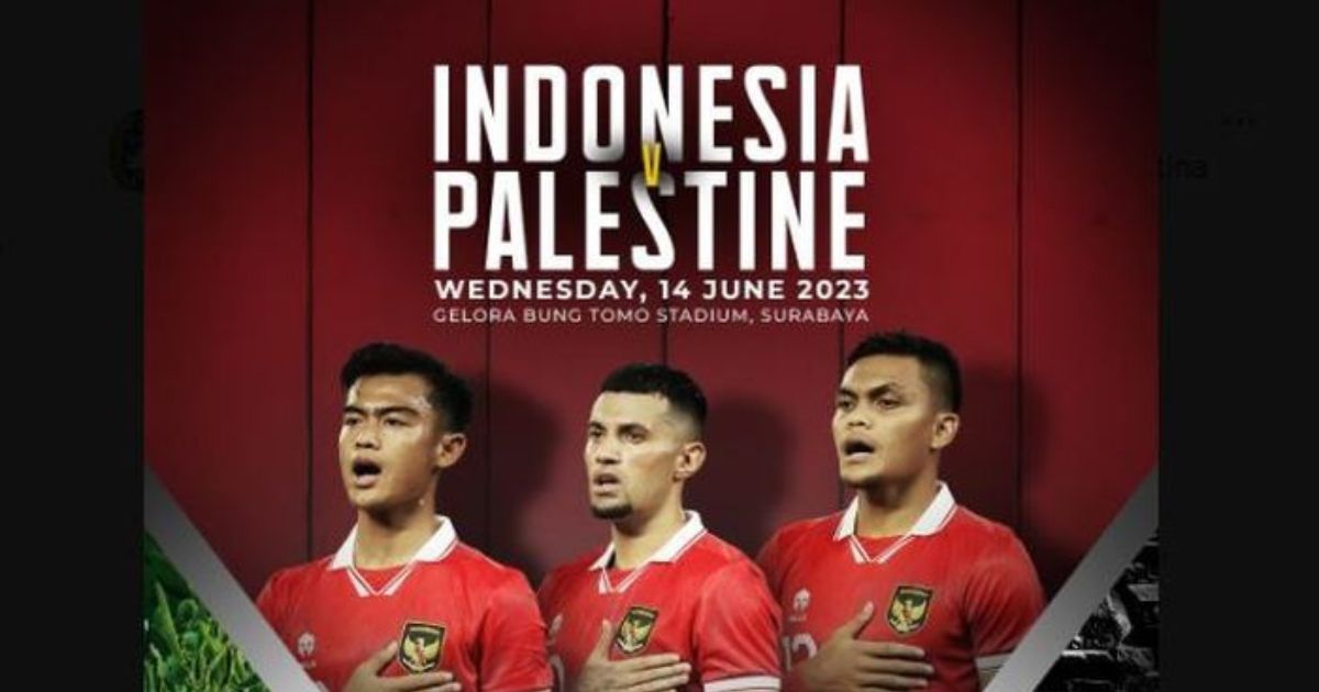 A promotional poster for Indonesia vs Palestine on June 14, 2023. Photo: PSSI